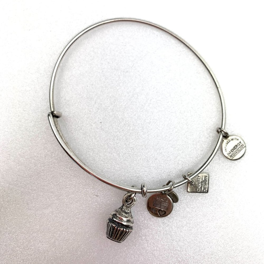 Alex and Ani Silver Cupcake Charm Bracelet - Expands 2"- 3.5"